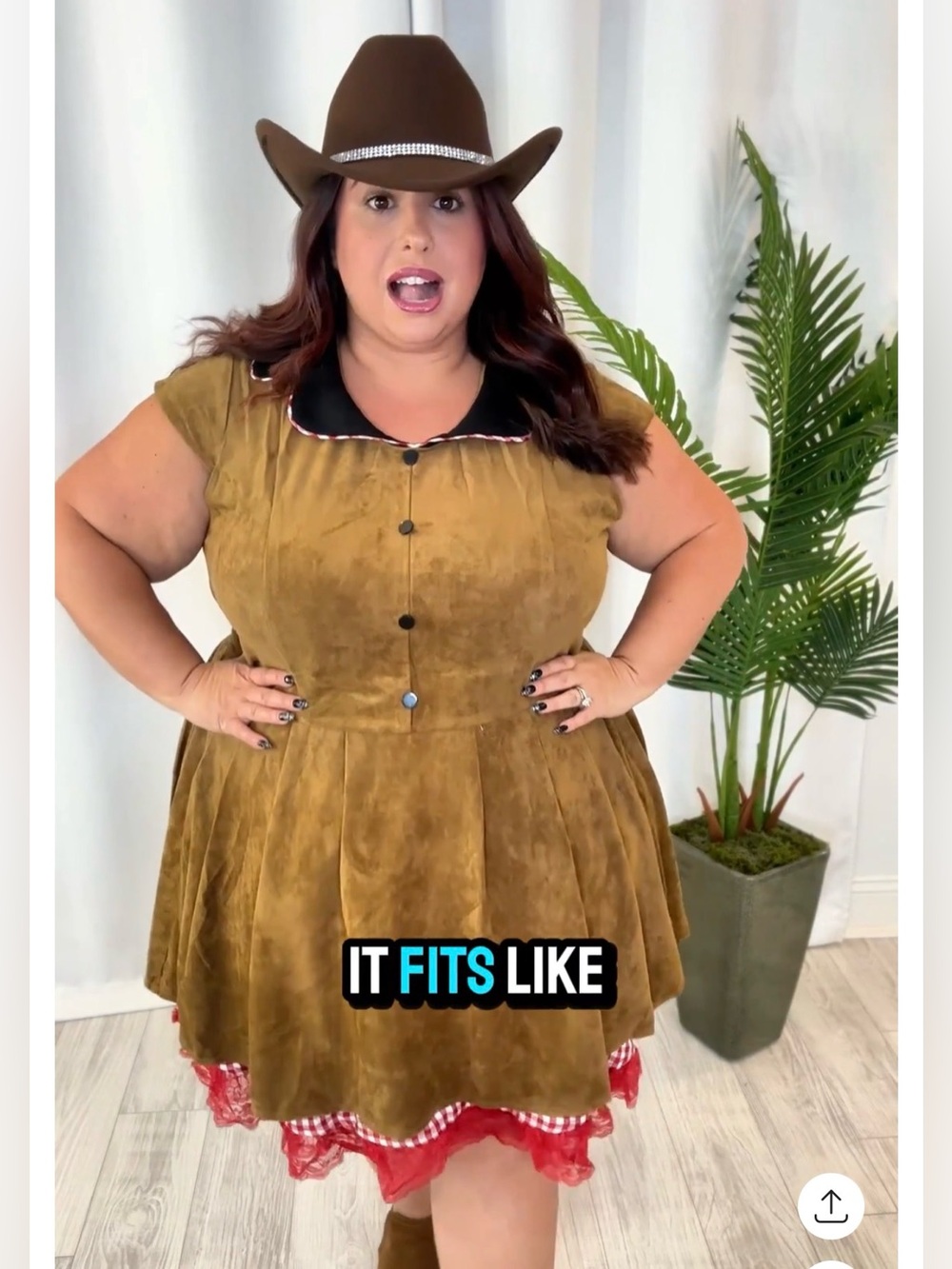 Plus Size Suede Cowgirl Midi Dress